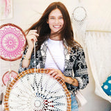 White Crochet Dreamcatcher With Feathers & Shells XL